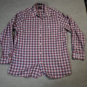 Nordstrom Men’s Shop Classics Plaid Button Down Shirt XL Red Blue White Cotton